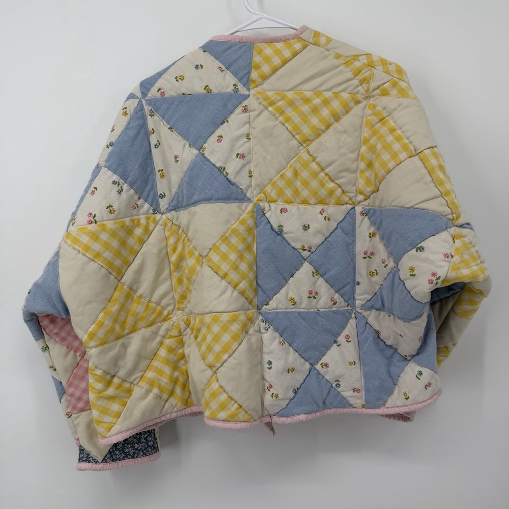 Quilted Patchwork Jacket - Pink, Yellow & Blue - Picture 2 of 8